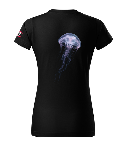 Black T-shirt with jellyfish design