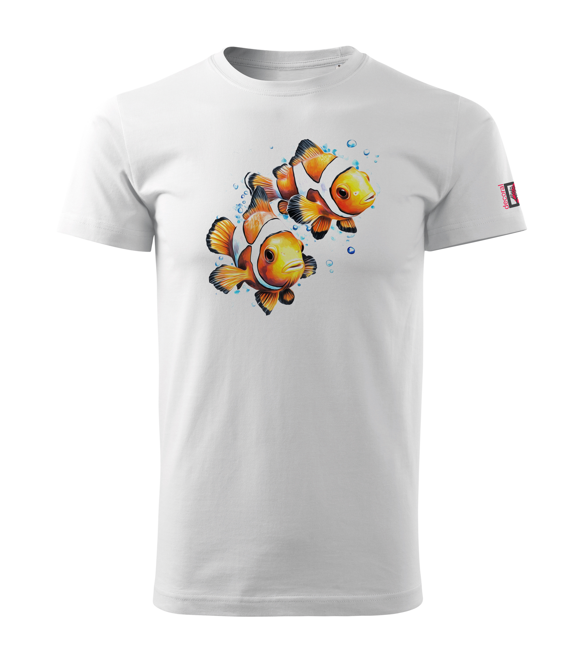 White T-shirt with clownfish design