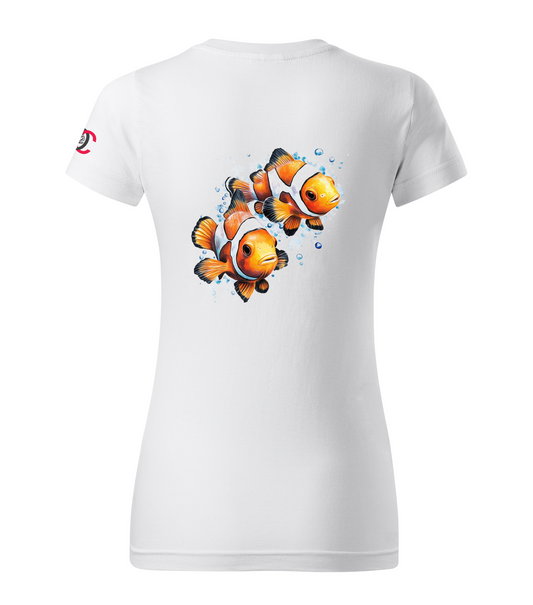 White T-shirt with clownfish design