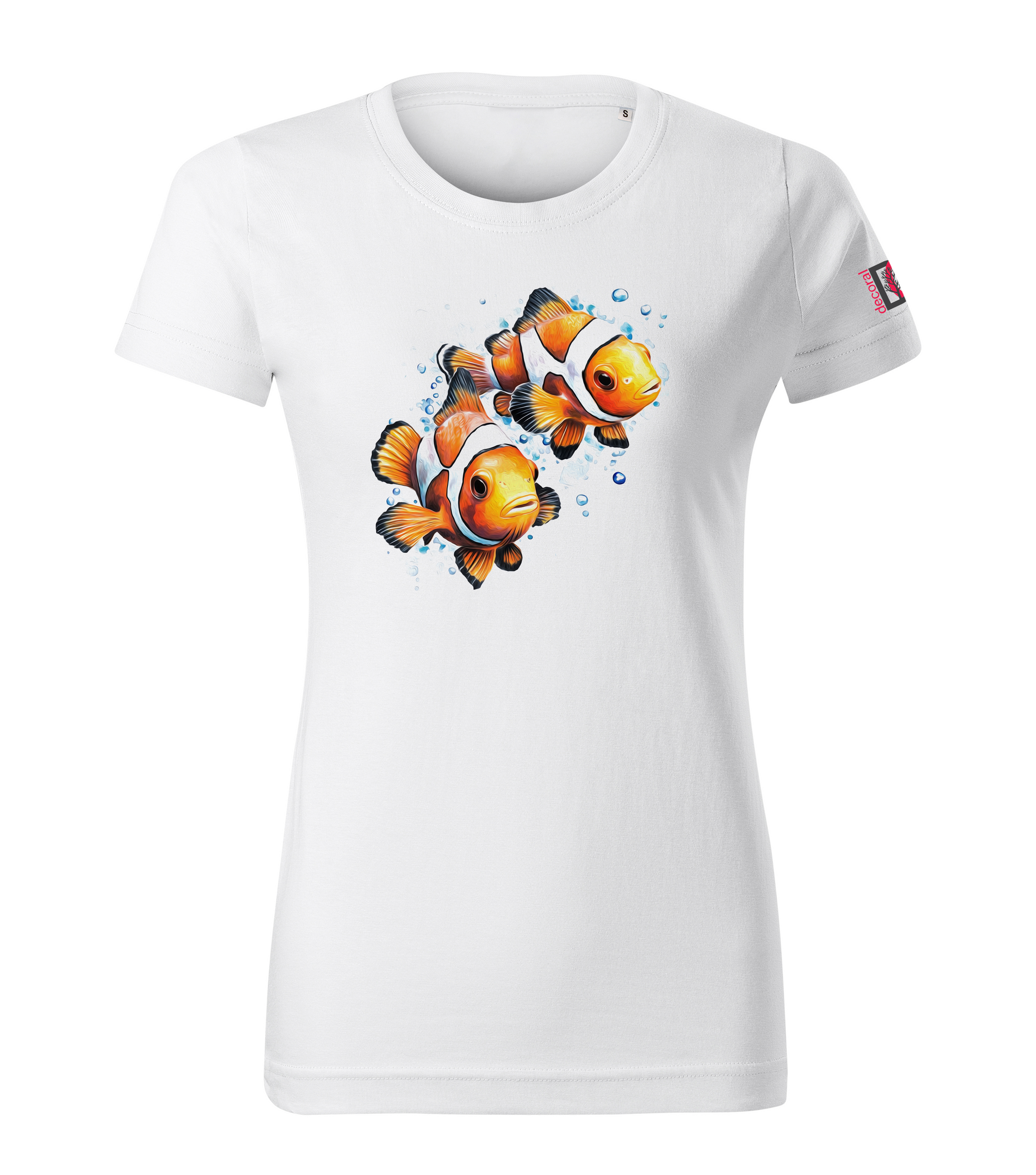 White T-shirt with clownfish design