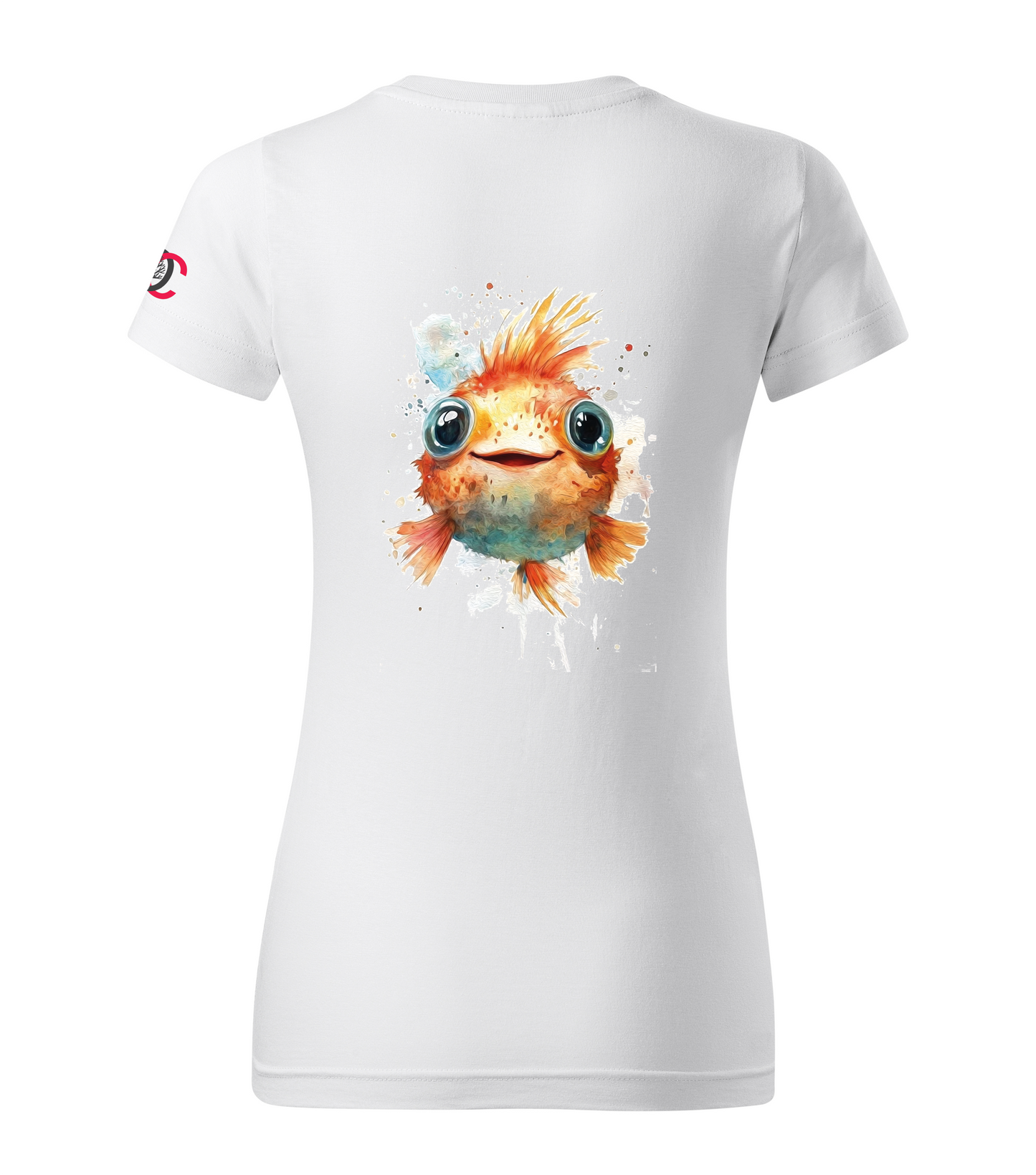 White T-shirt with pufferfish design