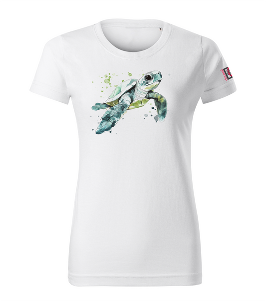 White T-shirt with turtle design
