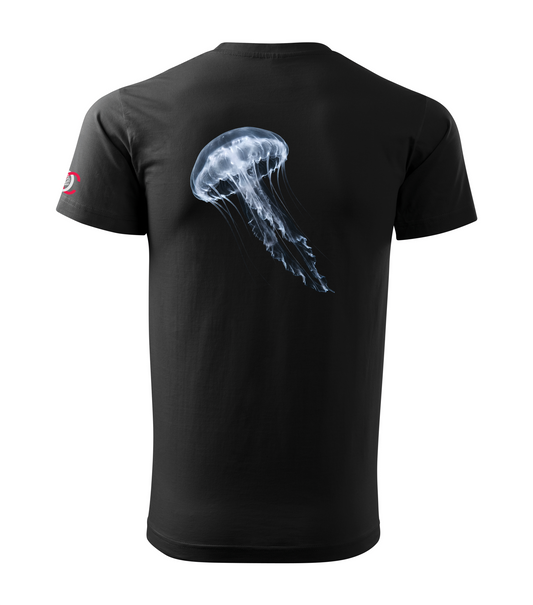 Black T-shirt with jellyfish design