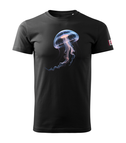 Black T-shirt with jellyfish design