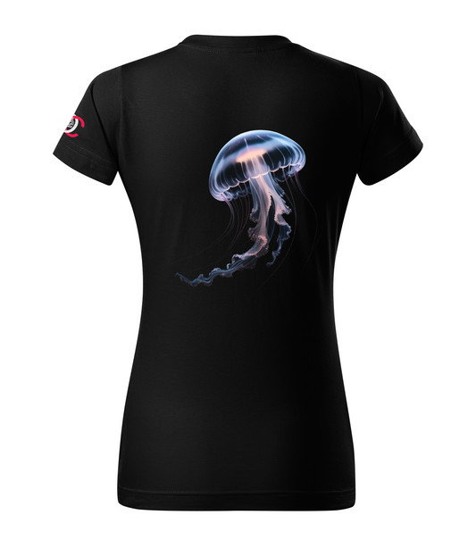 Black T-shirt with jellyfish design