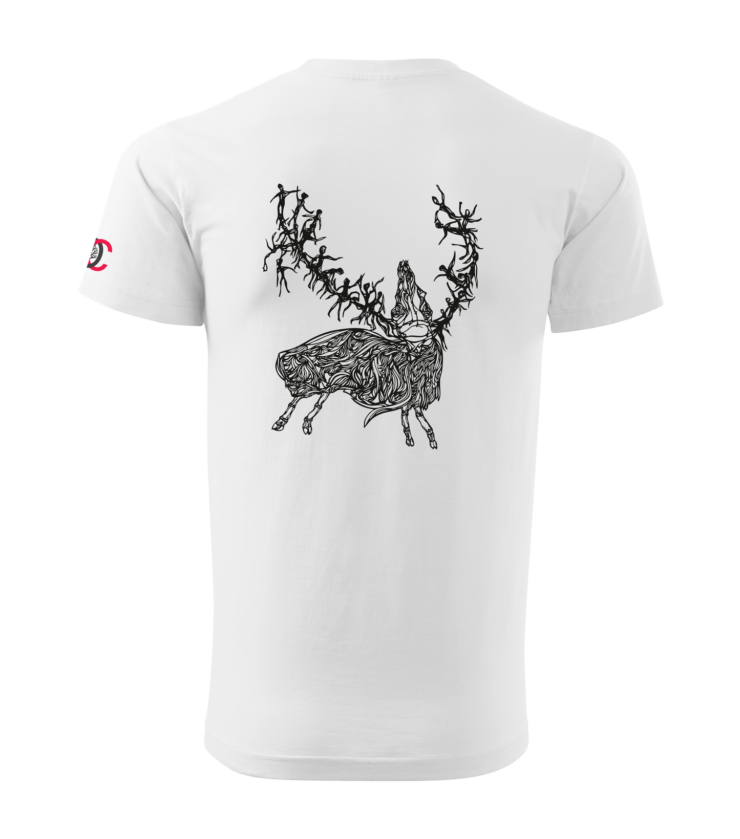 White T-shirt with Kornél Nágel's art "Csodaszarvas"