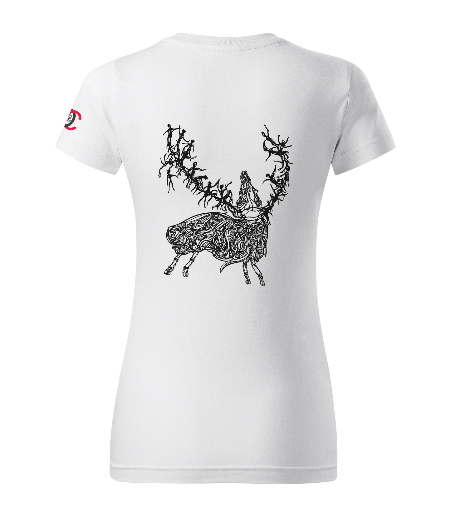 White T-shirt with Kornél Nágel's art "Csodaszarvas"