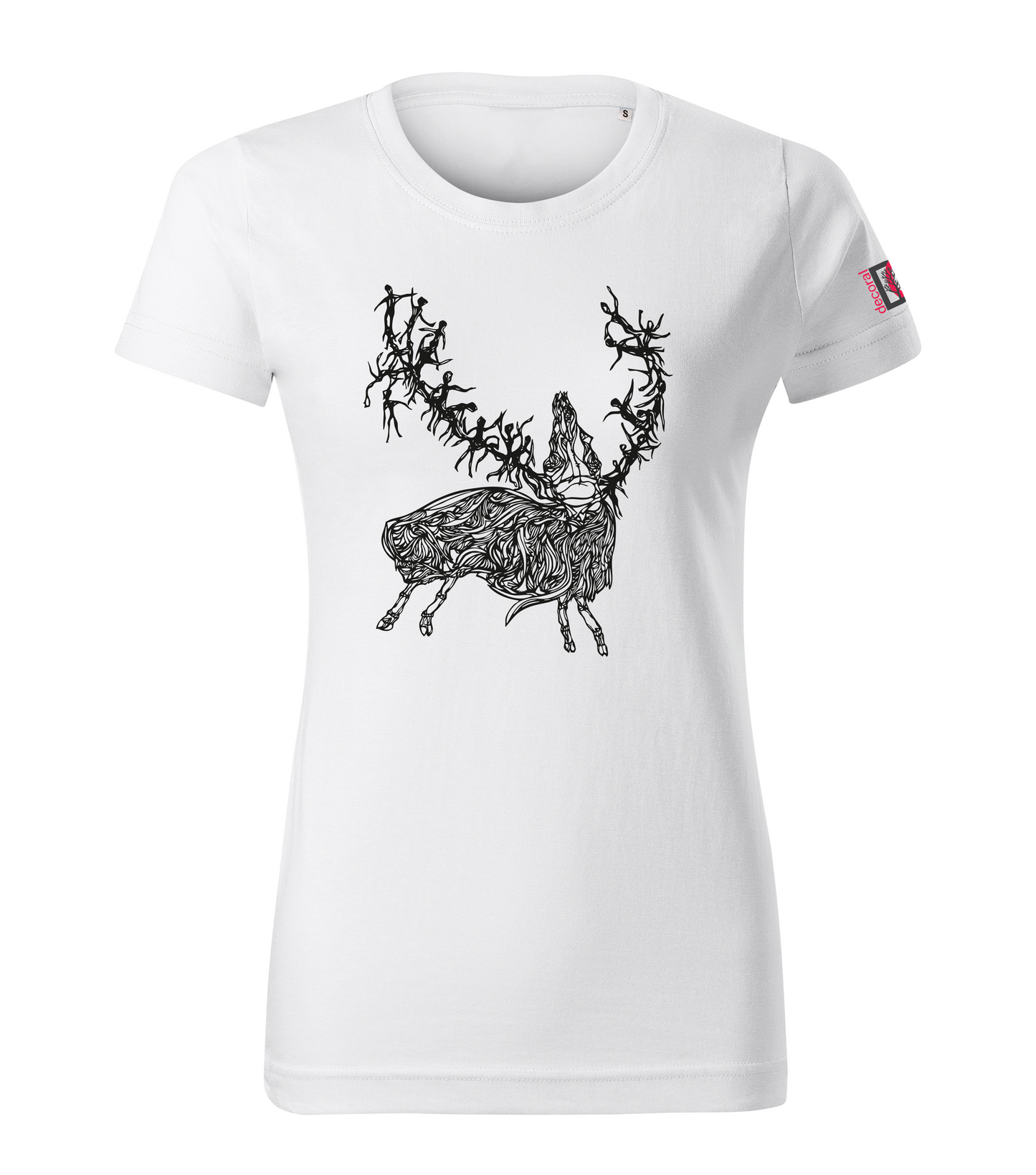 White T-shirt with Kornél Nágel's art "Csodaszarvas"