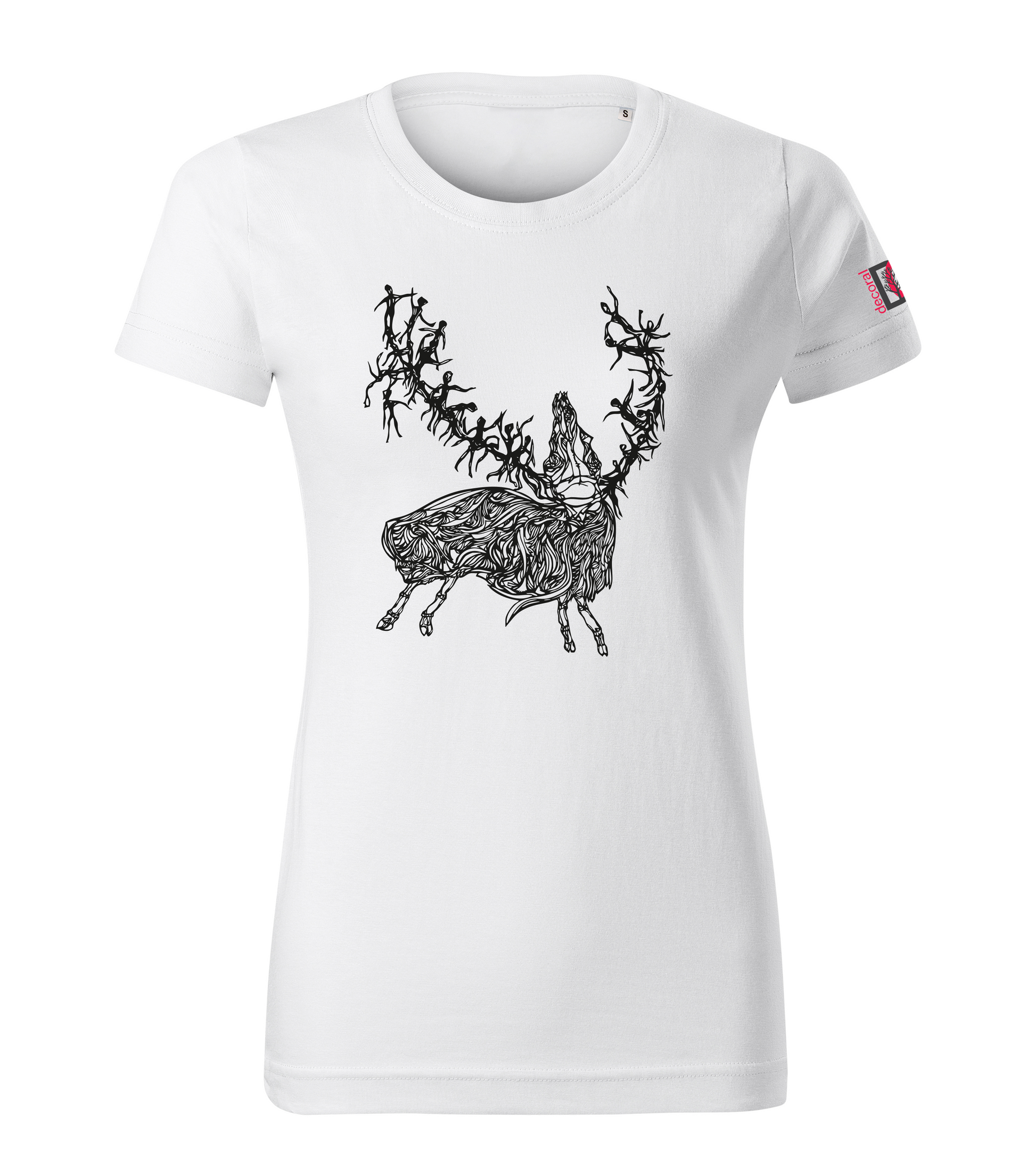 White T-shirt with Kornél Nágel's art "Csodaszarvas"