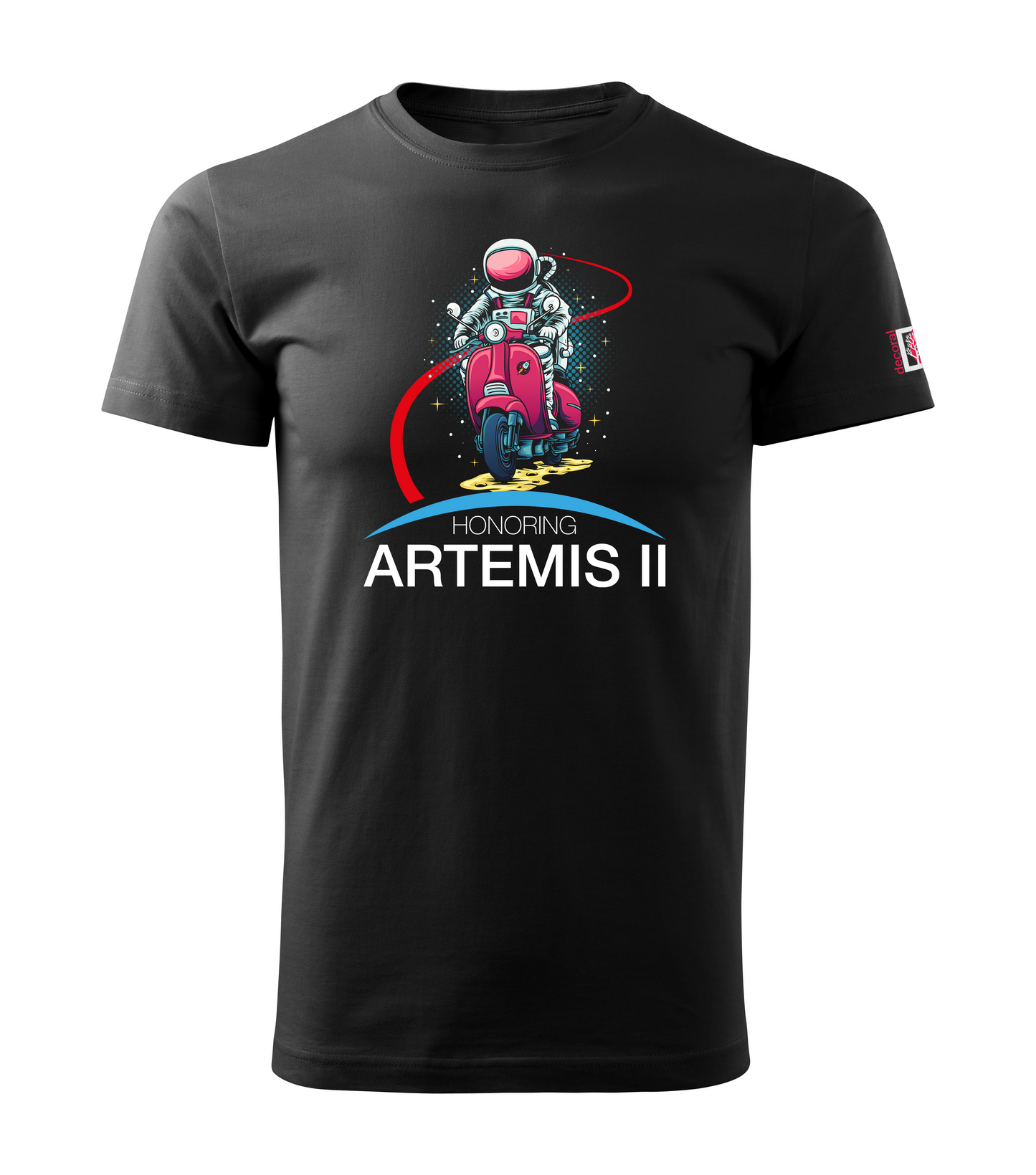 Black T-shirt with Artemis 2 design on the chest