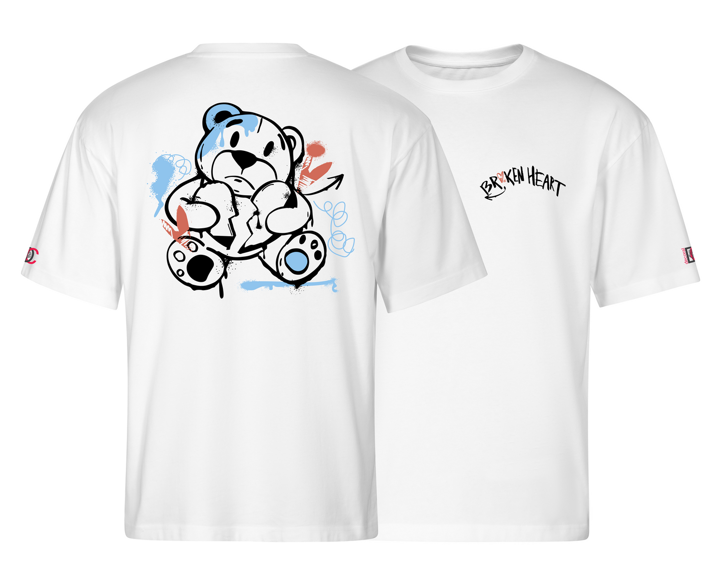White oversized T-shirt with graffiti design