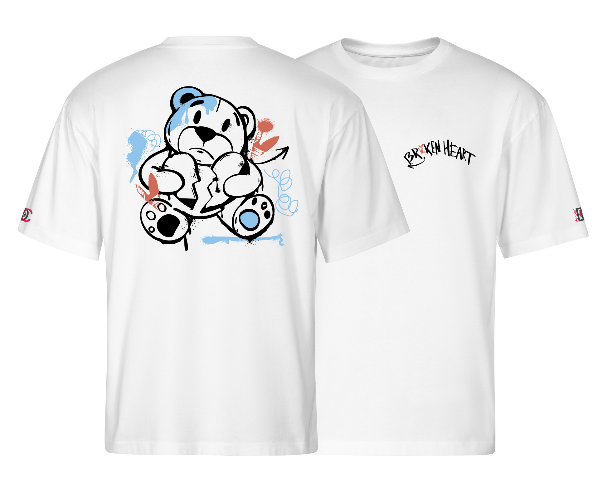 White oversized T-shirt with graffiti design