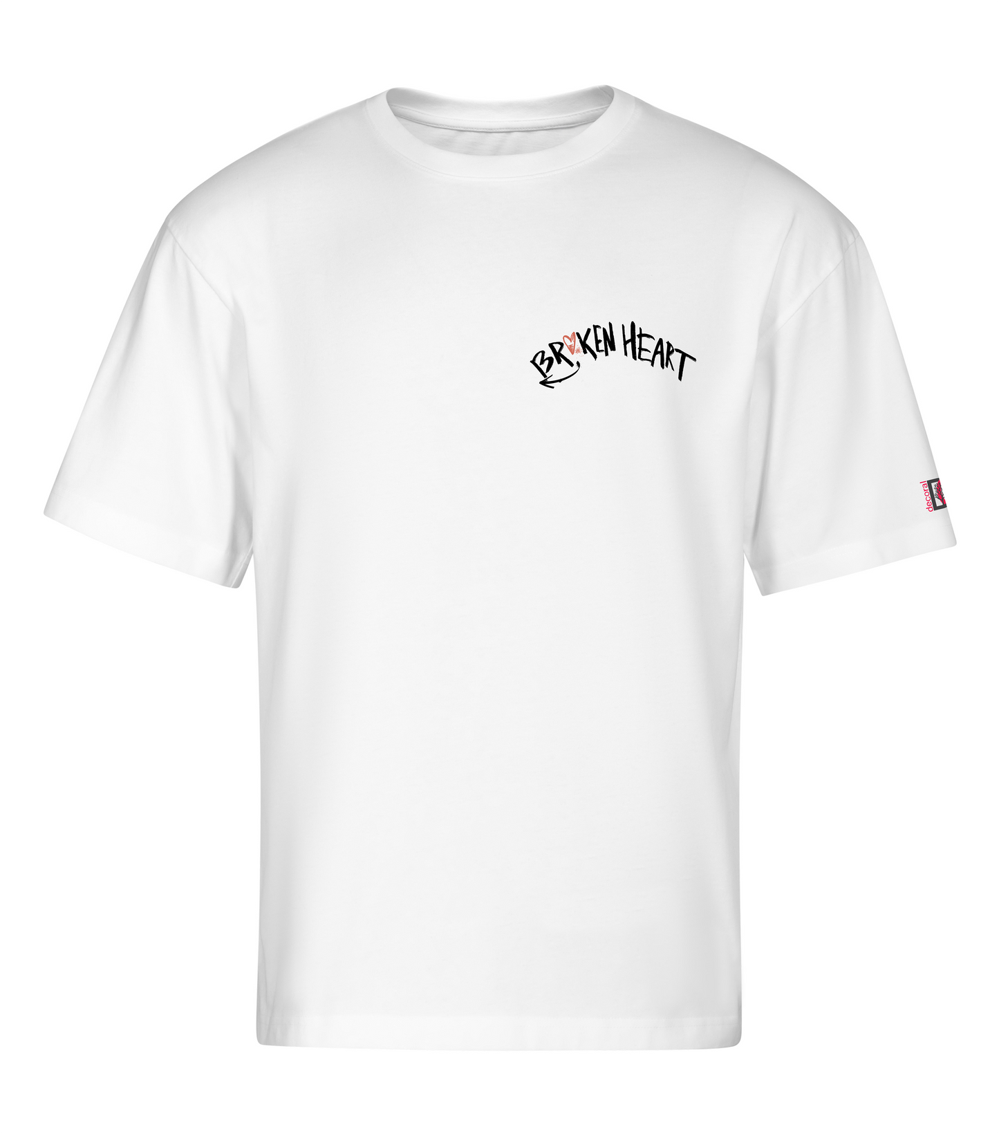 White oversized T-shirt with graffiti design on the front