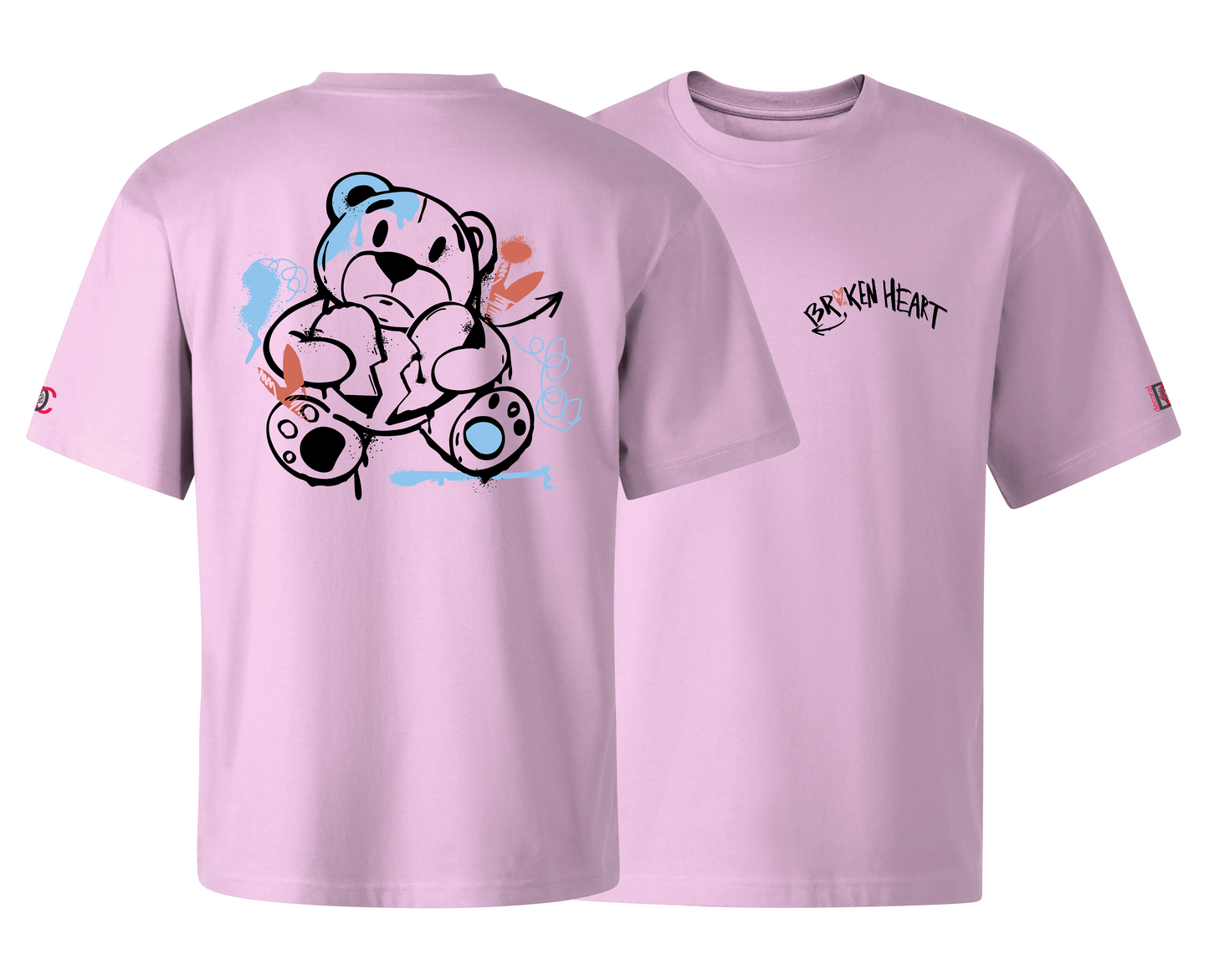 Pink oversized T-shirt with graffiti design