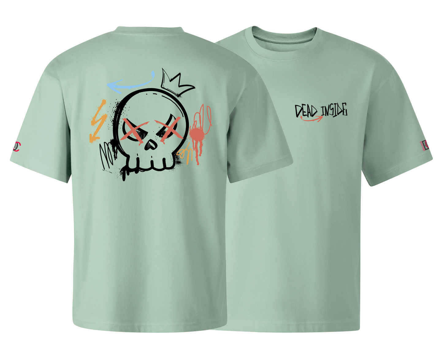 Green oversized T-shirt with graffiti design