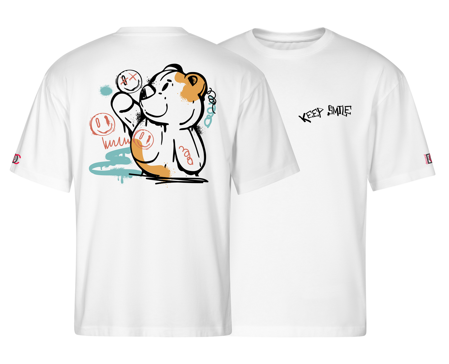 White oversized T-shirt with graffiti design