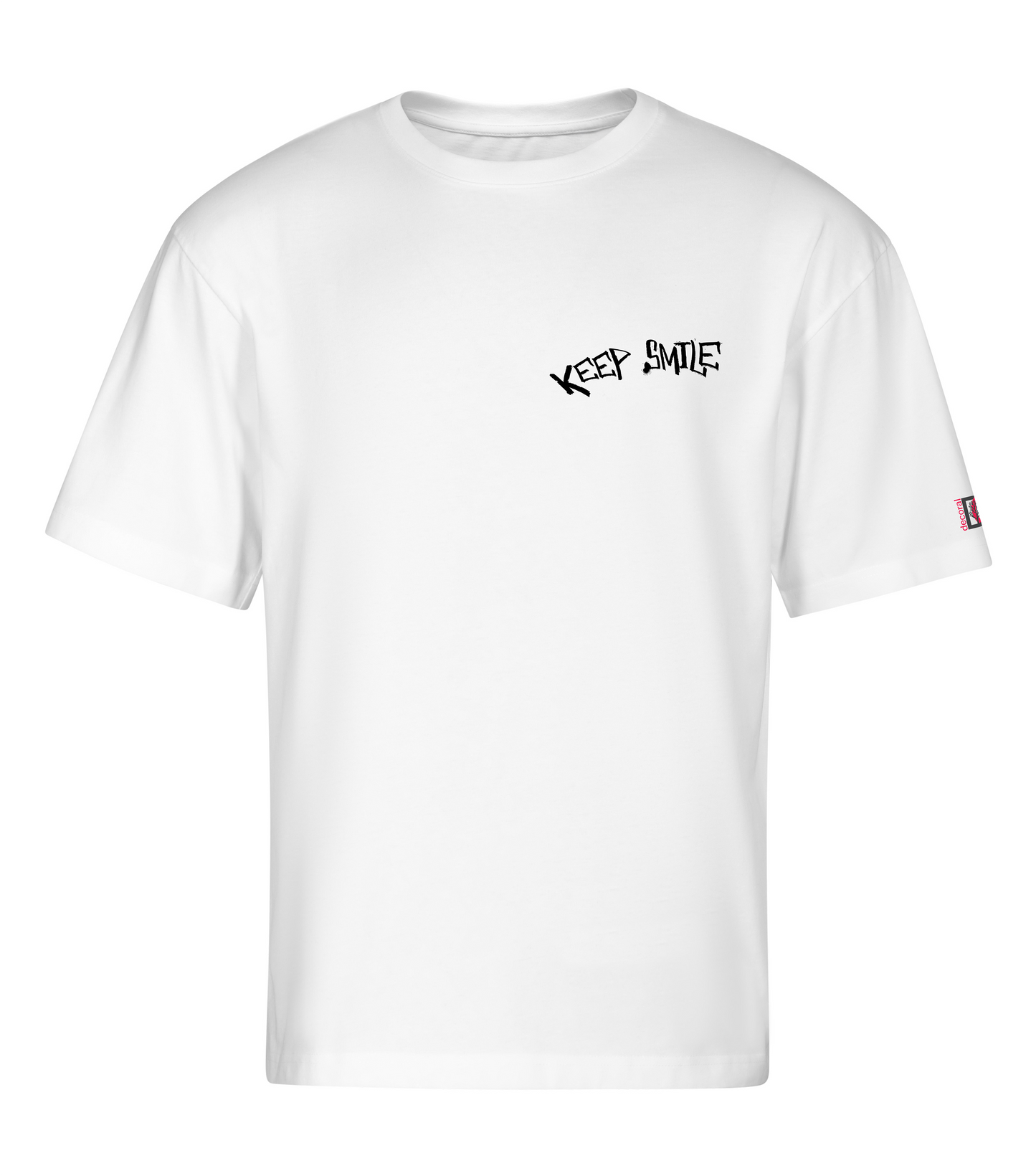 White oversized T-shirt with graffiti design on the front