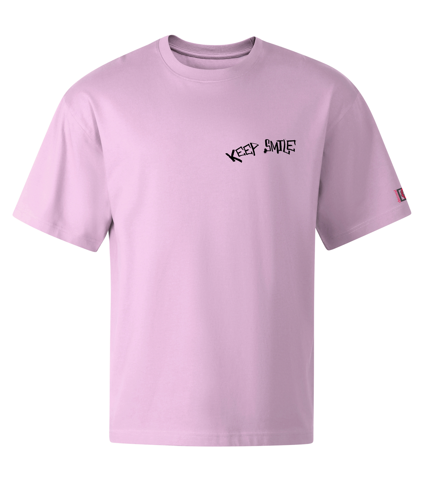 Pink oversized T-shirt with graffiti design on the front