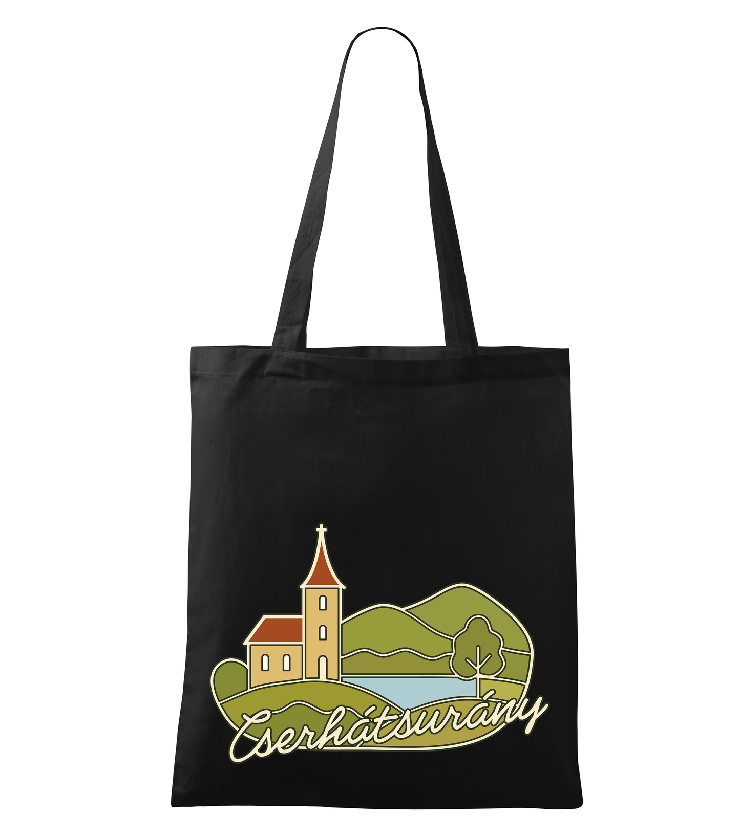 Black shopping bag with Cserhatsurany design
