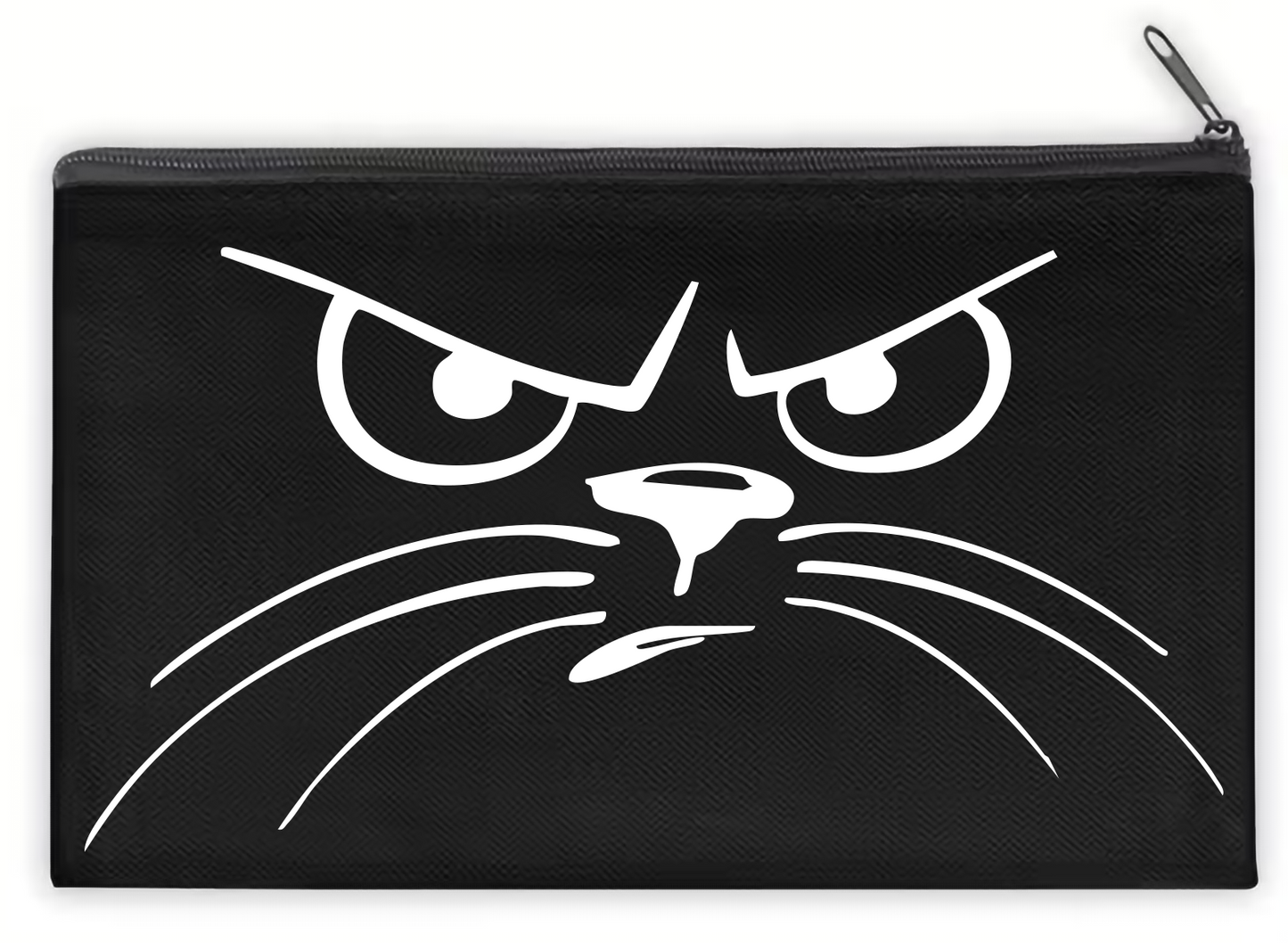 Black toiletry bag with cat graphics