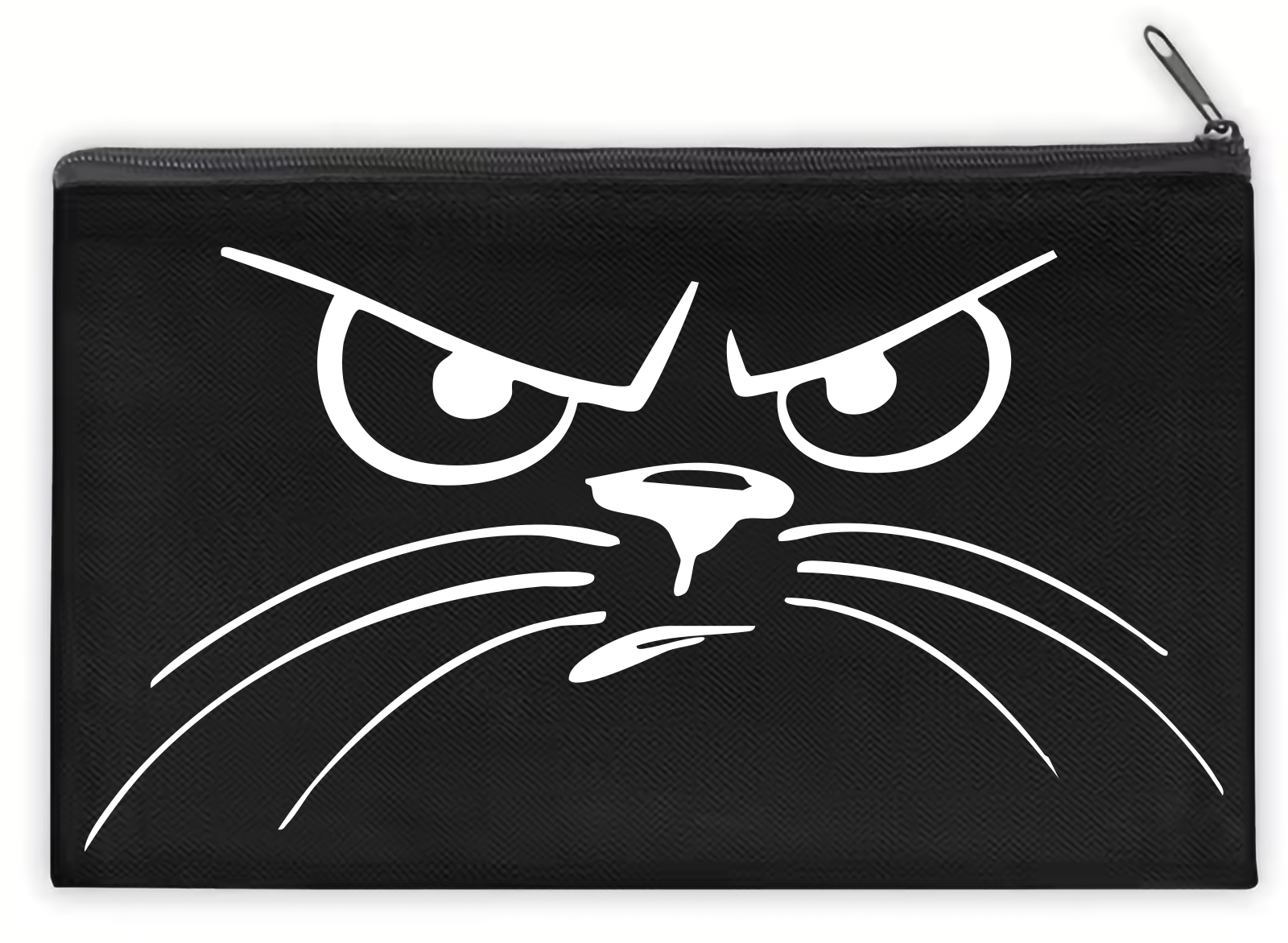 Black toiletry bag with cat graphics