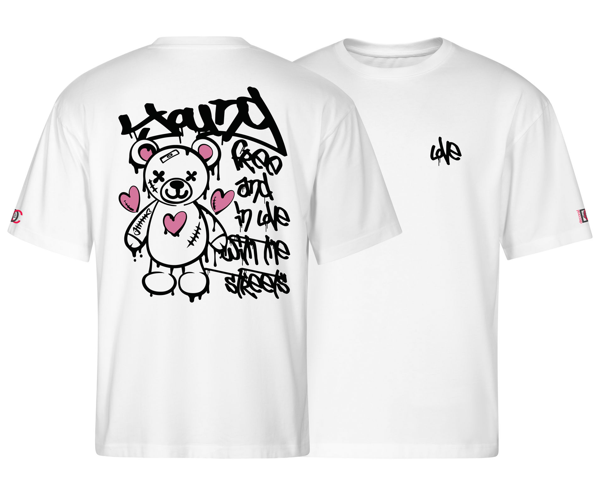 White oversized T-shirt with graffiti design