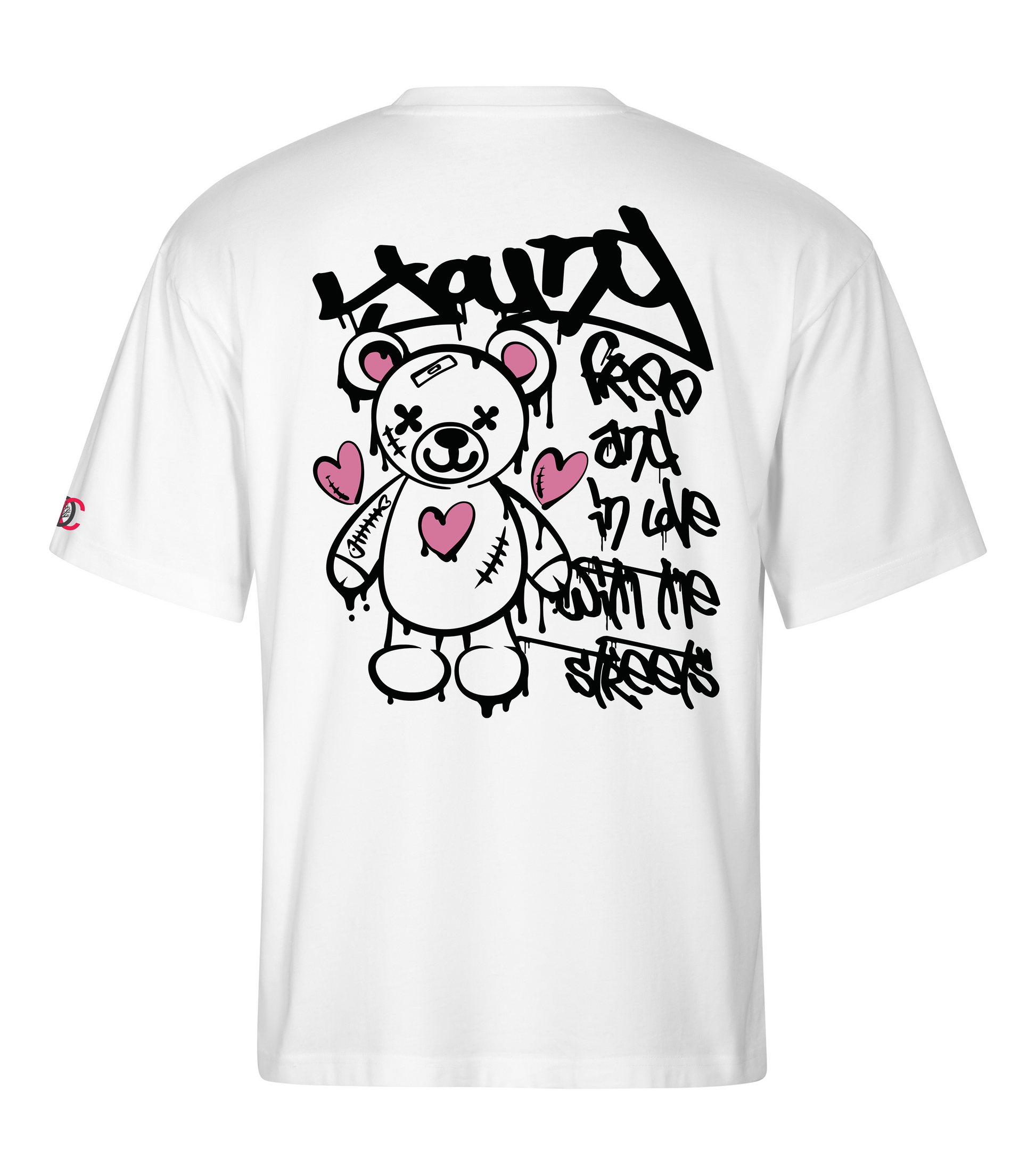 White oversized T-shirt with graffiti design