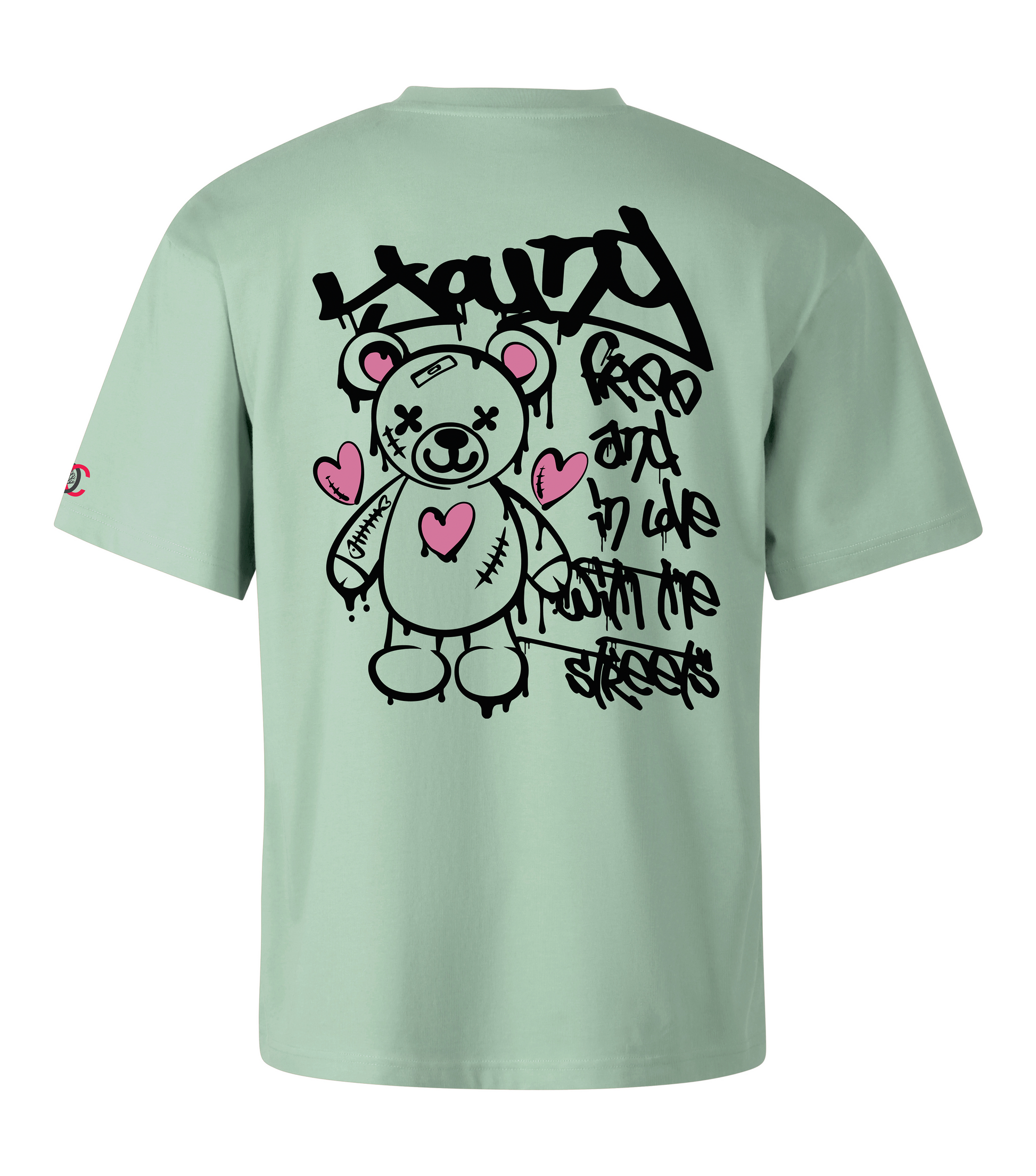 Green oversized T-shirt with graffiti design