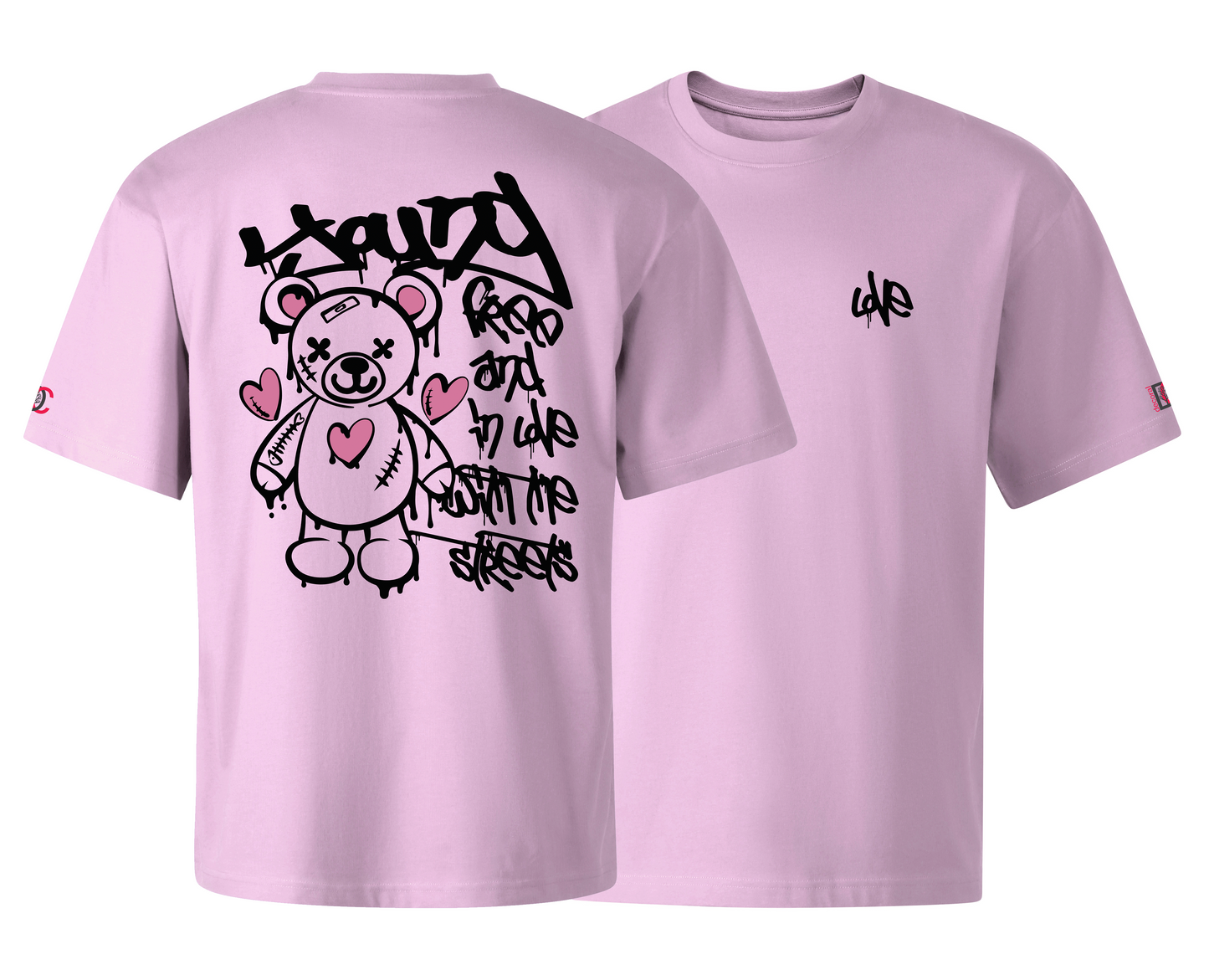 Pink oversized T-shirt with graffiti design