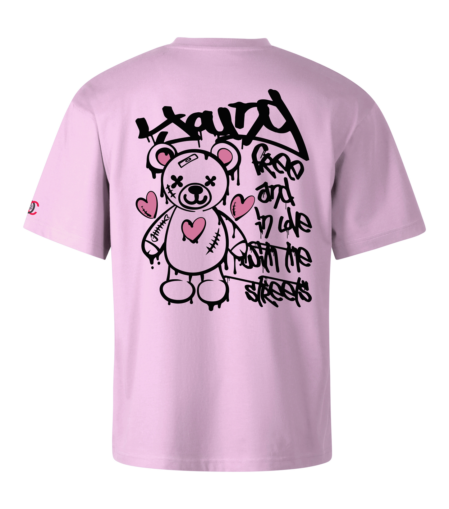 Pink oversized T-shirt with graffiti design