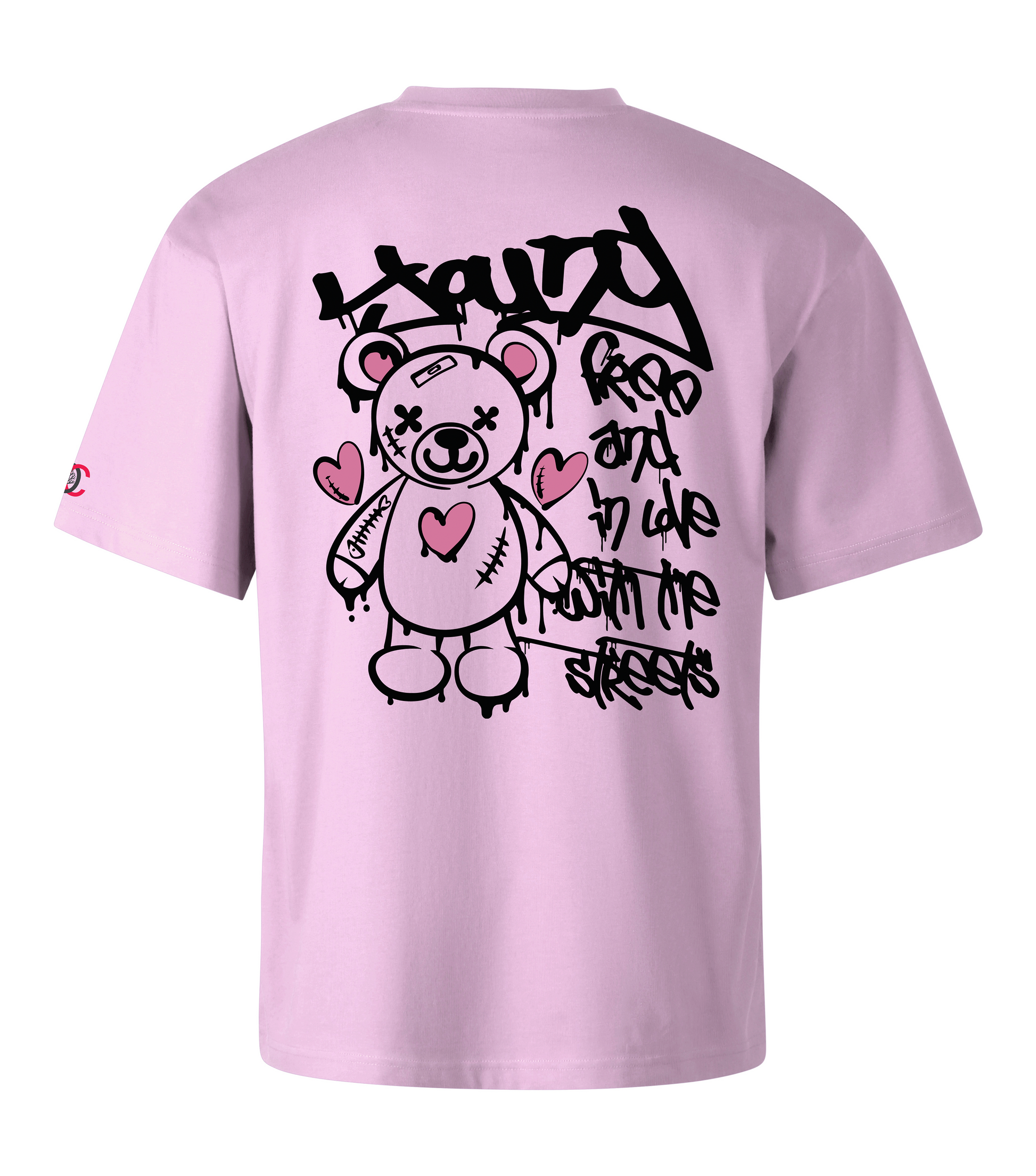 Pink oversized T-shirt with graffiti design