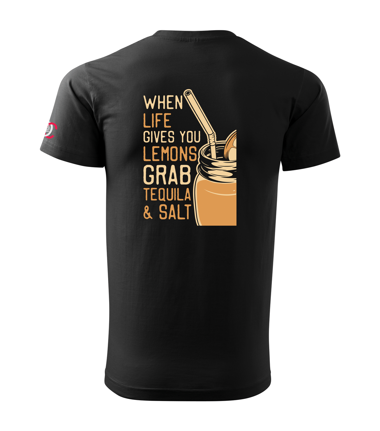 Black t-shirt with a Tequila graphic design and text