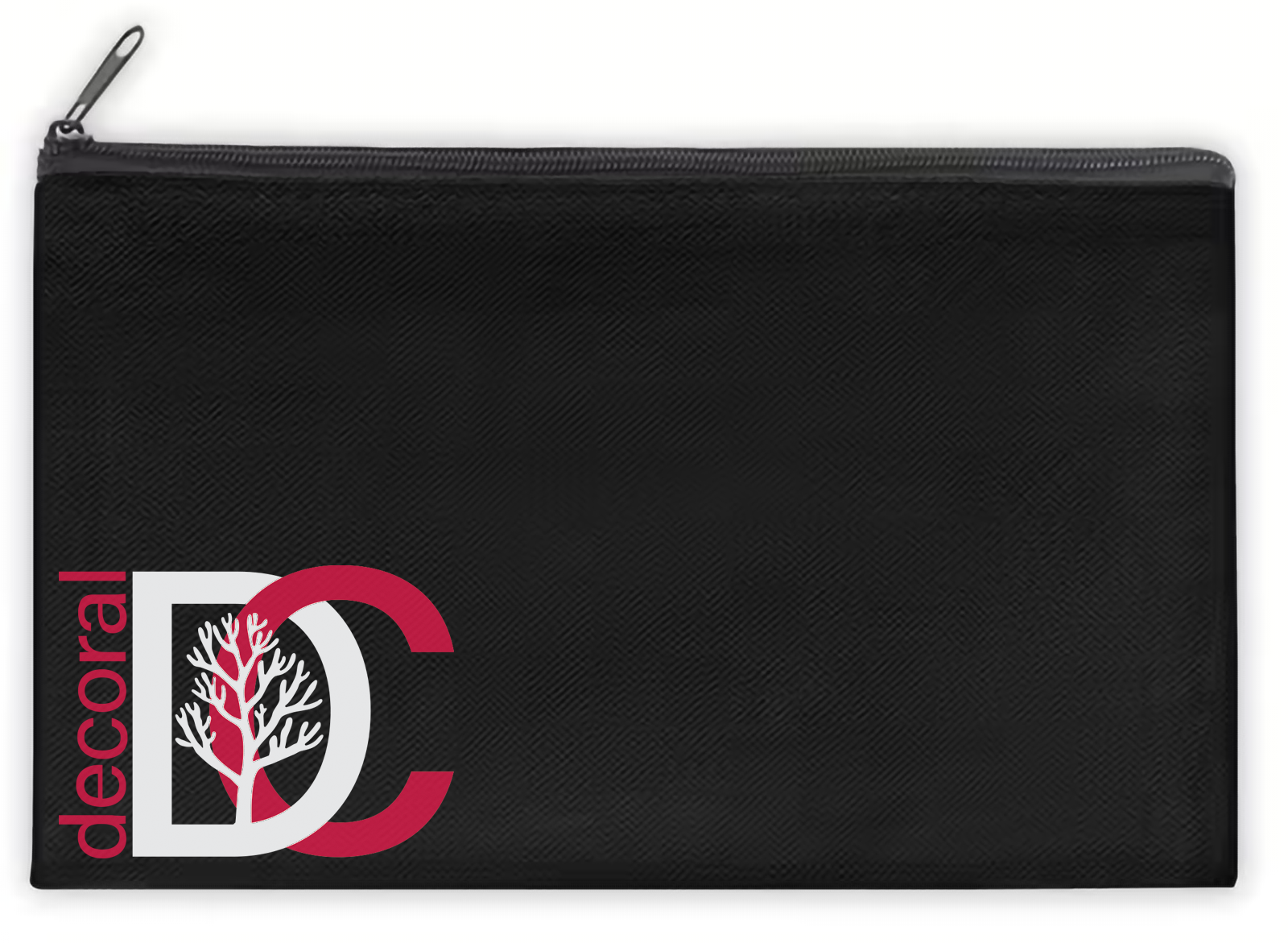 Black toiletry bag with DeCoral logo